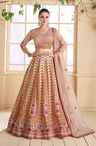 Mauve Designer Embroidered Silk Party Wear Sharara Suit