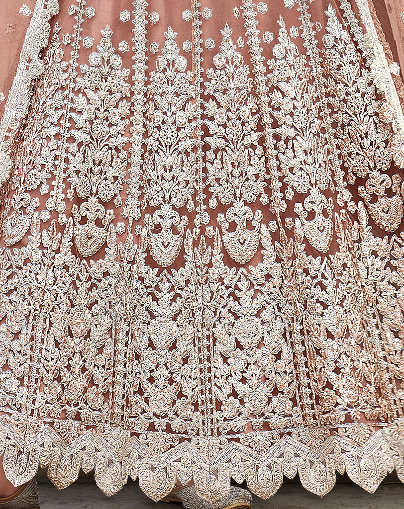 Dusty Rose Designer Heavy Embroidered Wedding Anarkali Suit-Saira's Boutique