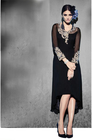 Black Embroidered Pashmina Kurti