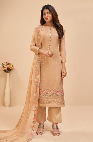 Lilac Blush Designer Embroidered Silk Party Wear Palazzo Suit