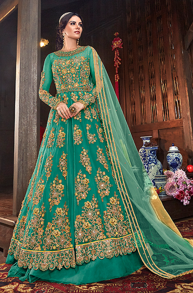 Dark green gown design store