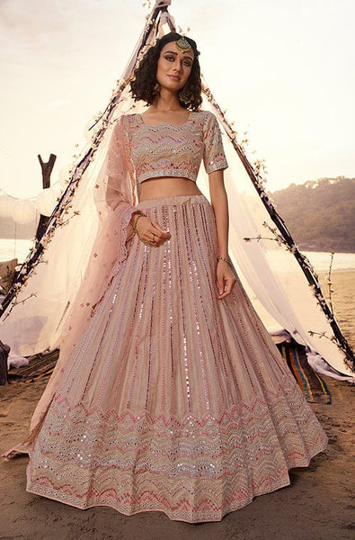 Dusty Pink Designer Heavy Embroidered Wedding Bridal Lehenga Saira s Boutique