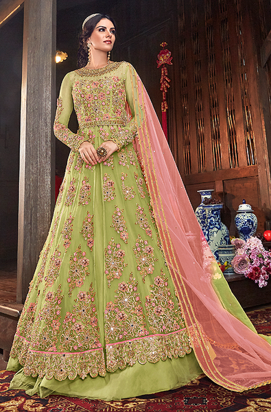 Pink and green gown cheap