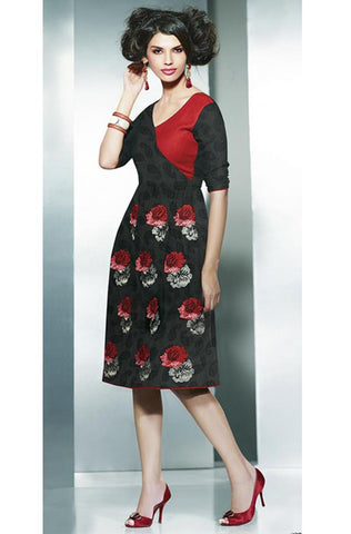 Black Embroidered Pashmina Kurti