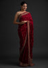 Rosewood Red Designer Embroidered Silk Wedding Saree-Saira's Boutique