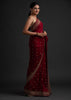 Rosewood Red Designer Embroidered Silk Wedding Saree-Saira's Boutique