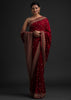 Rosewood Red Designer Embroidered Silk Wedding Saree-Saira's Boutique