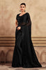 Black Designer Embroidered Chiffon Wedding Party Wear Saree-Saira's Boutique