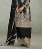 Black Designer Embroidered Chinon Silk Party Wear Palazzo Suit