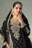 Black Designer Embroidered Chinon Silk Party Wear Palazzo Suit