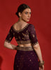 Blackberry Purple Designer Embroidered Georgette Wedding Saree-Saira's Boutique