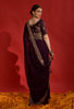 Blackberry Purple Designer Embroidered Georgette Wedding Saree-Saira's Boutique