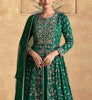 Bottle Green Designer Heavy Embroidered Pure Chinon Silk Lehenga Style Wedding Anarkali-Saira's Boutique