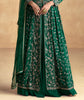 Bottle Green Designer Heavy Embroidered Pure Chinon Silk Lehenga Style Wedding Anarkali-Saira's Boutique