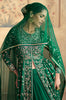 Bottle Green Designer Heavy Embroidered Pure Chinon Silk Lehenga Style Wedding Anarkali-Saira's Boutique