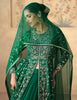 Bottle Green Designer Heavy Embroidered Pure Chinon Silk Lehenga Style Wedding Anarkali-Saira's Boutique