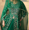 Bottle Green Designer Heavy Embroidered Pure Chinon Silk Lehenga Style Wedding Anarkali-Saira's Boutique