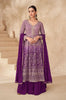 Bright Purple Designer Embroidered Wedding Sharara Suit-Saira's Boutique
