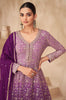 Bright Purple Designer Embroidered Wedding Sharara Suit-Saira's Boutique