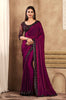 Burgundy Wine Designer Embroidered Silk Wedding Party Wear Saree-Saira's Boutique