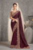 Burgundy & Beige Designer Embroidered Crush Wedding Party Wear Saree-Saira's Boutique