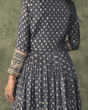 Charcoal Gray Designer Embroidered Viscose Silk Anarkali Gown-Saira's Boutique