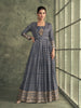 Charcoal Gray Designer Embroidered Viscose Silk Anarkali Gown-Saira's Boutique