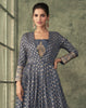 Charcoal Gray Designer Embroidered Viscose Silk Anarkali Gown-Saira's Boutique