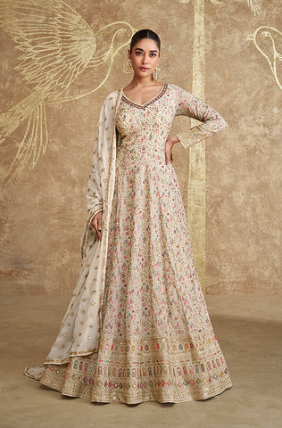 Mauve Designer Heavy Embroidered Net Wedding Lehenga