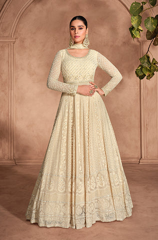 Blush Pink Designer Heavy Embroidered Net Anarkali Suit