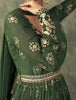 Dark Mehendi Green Designer Embroidered Viscose Silk Anarkali Suit-Saira's Boutique