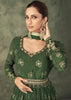 Dark Mehendi Green Designer Embroidered Viscose Silk Anarkali Suit-Saira's Boutique