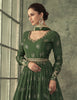 Dark Mehendi Green Designer Embroidered Viscose Silk Anarkali Suit-Saira's Boutique