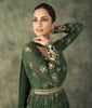 Dark Mehendi Green Designer Embroidered Viscose Silk Anarkali Suit-Saira's Boutique