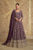 Dark Wine Designer Heavy Embroidered Georgette Wedding Anarkali Gown-Saira's Boutique