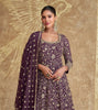 Dark Wine Designer Heavy Embroidered Georgette Wedding Anarkali Gown-Saira's Boutique