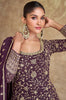 Dark Wine Designer Heavy Embroidered Georgette Wedding Anarkali Gown-Saira's Boutique