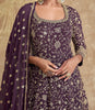 Dark Wine Designer Heavy Embroidered Georgette Wedding Anarkali Gown-Saira's Boutique