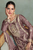 Deep Mauve Designer Embroidered Chinon Silk Party Wear Palazzo Suit