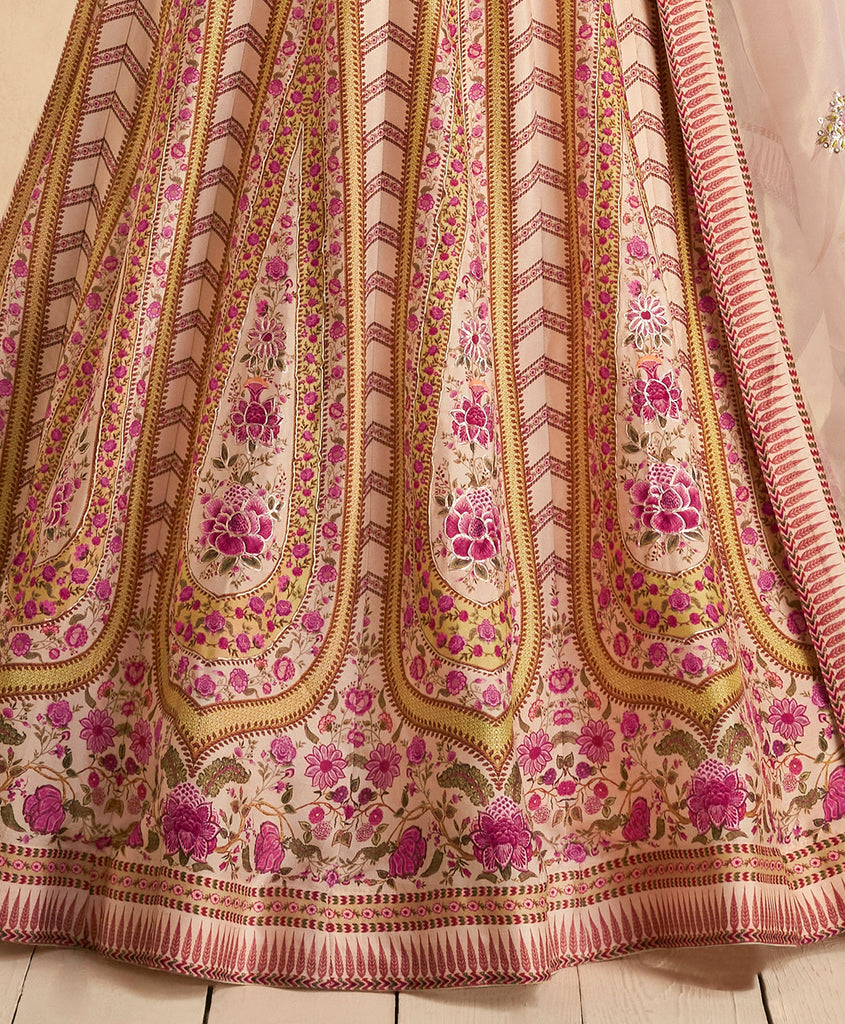 Desert Sand Designer Embroidered Silk Wedding Lehenga-Saira's Boutique