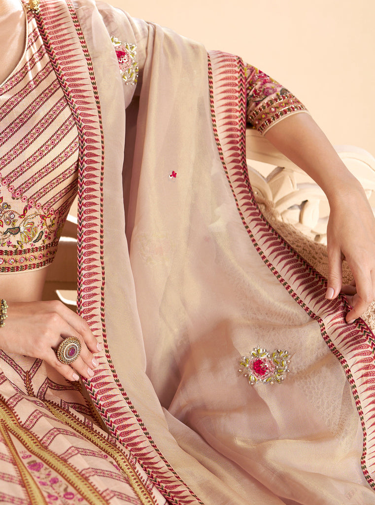 Desert Sand Designer Embroidered Silk Wedding Lehenga-Saira's Boutique