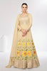 Dull Yellow Cream Designer Embroidered Party Wear Silk Anarkali Gown-Saira's Boutique