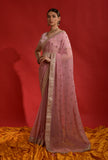 Dusty Pink Designer Embroidered Georgette Wedding Saree-Saira's Boutique