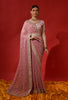 Dusty Pink Designer Embroidered Georgette Wedding Saree-Saira's Boutique