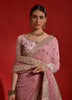 Dusty Pink Designer Embroidered Georgette Wedding Saree-Saira's Boutique