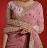 Dusty Pink Designer Embroidered Georgette Wedding Saree-Saira's Boutique