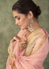 Dusty Pink Peach Designer Embroidered Viscose Silk Anarkali Suit-Saira's Boutique