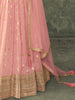 Dusty Pink Peach Designer Embroidered Viscose Silk Anarkali Suit-Saira's Boutique