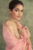 Dusty Pink Peach Designer Embroidered Viscose Silk Anarkali Suit-Saira's Boutique