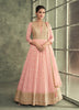 Dusty Pink Peach Designer Embroidered Viscose Silk Anarkali Suit-Saira's Boutique